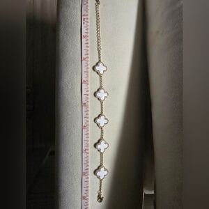 Source Unknown Gold and White Clover Bracelet